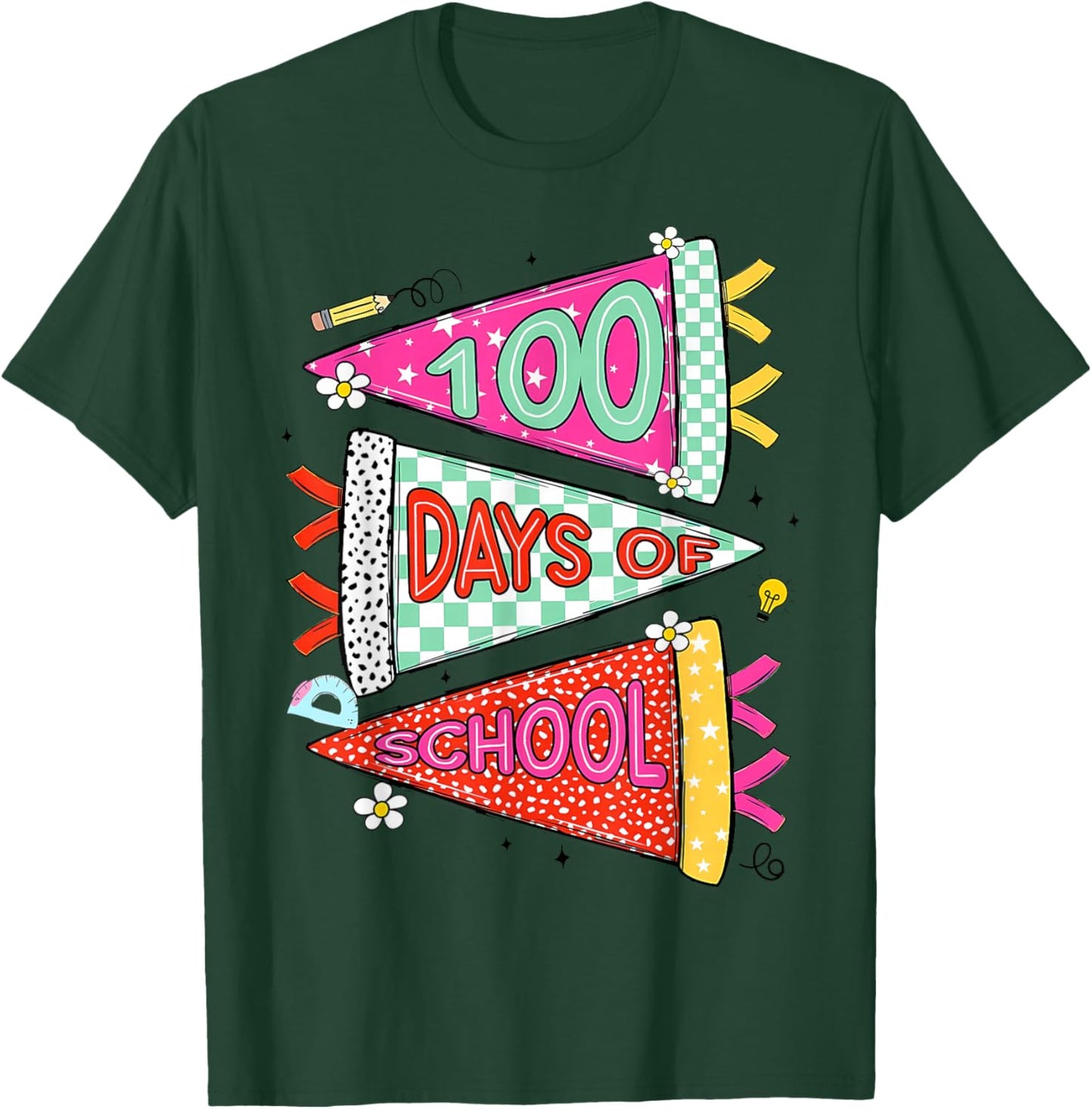 Happy 100 Days of School 100th Days Gift Teacher Girl Boy T-Shirt - T-Shirt | Forest
