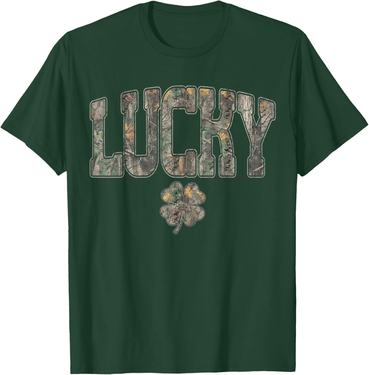 Retro Old Camo Lucky Shamrock Camouflage St Patrick's Day T-Shirt - T-Shirt | Forest