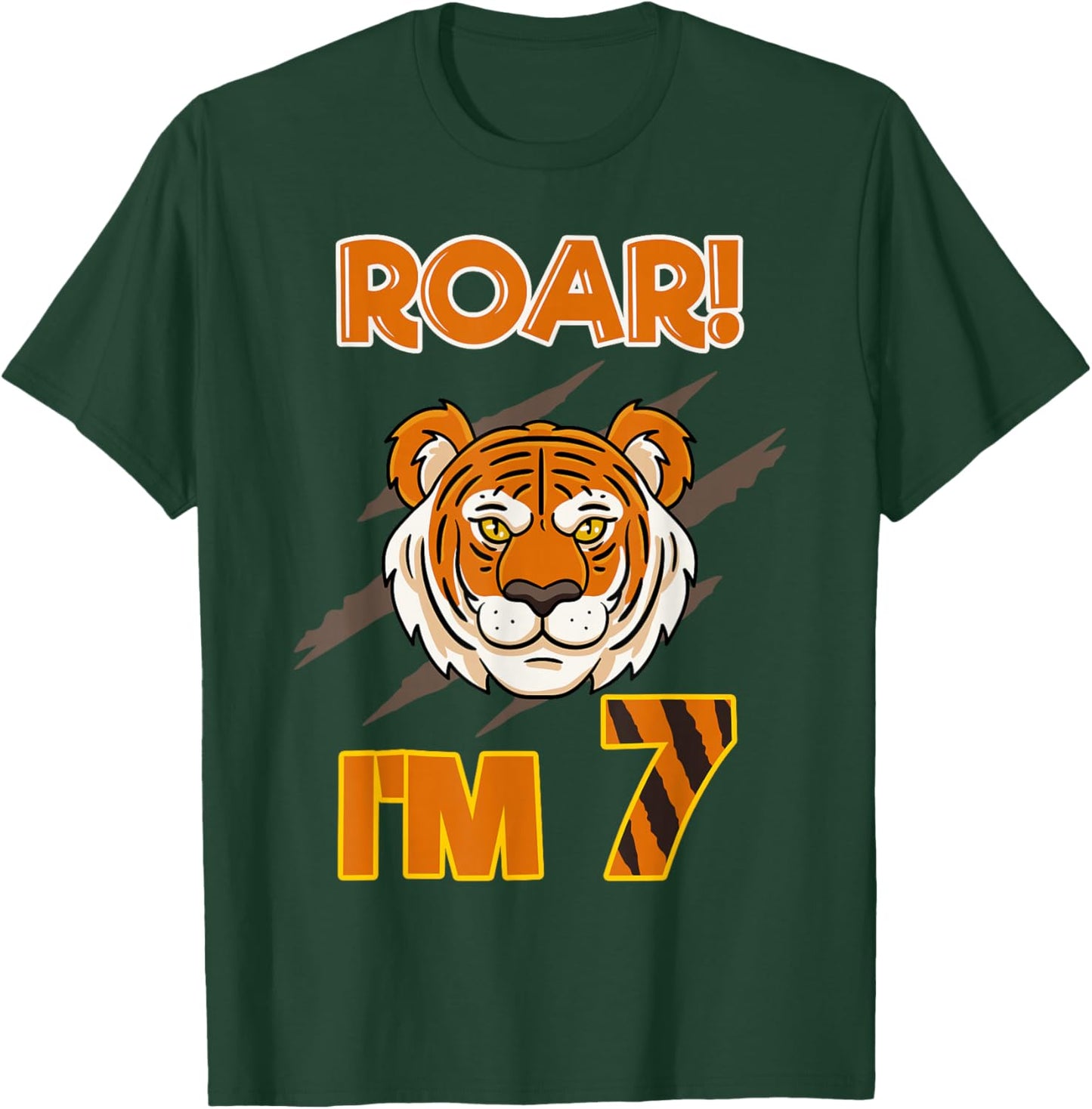 Tiger 7th Birthday Party Jungle Zoo Zookeeper Animal Lover T-Shirt - T-Shirt | Forest