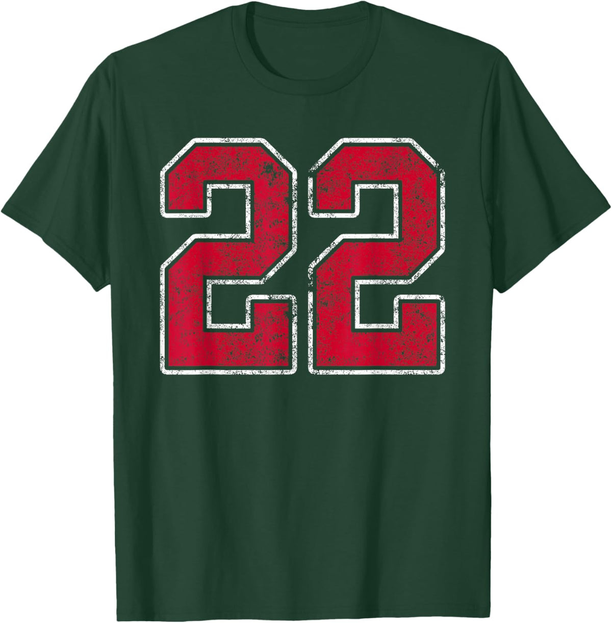 Grunge Red White Number 22 Jersey Player Uniform #22 T-Shirt - T-Shirt | Forest