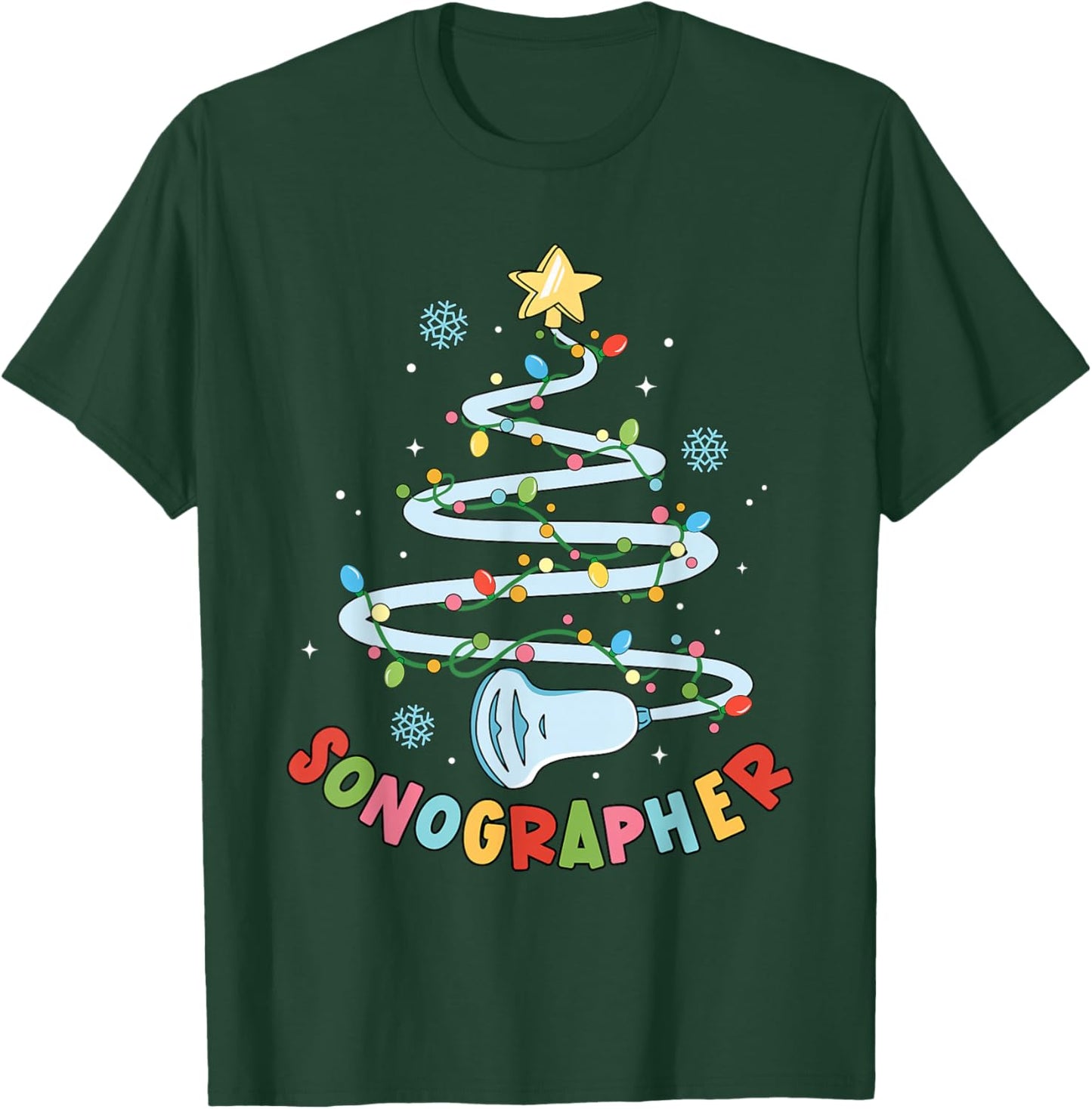 Funny Sonographer Christmas Tree Ultrasound Matching Group T-Shirt - T-Shirt | Forest