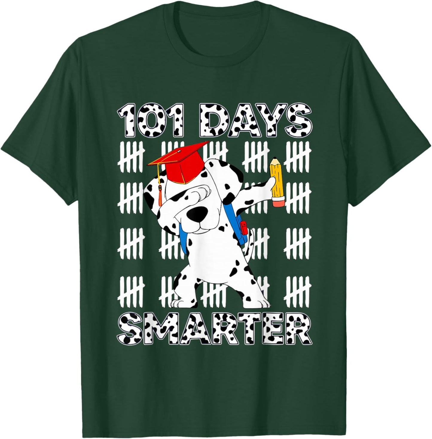 100 Days School Dabbing Dalmatian Dog Teachers Kids Teen T-Shirt - T-Shirt | Forest