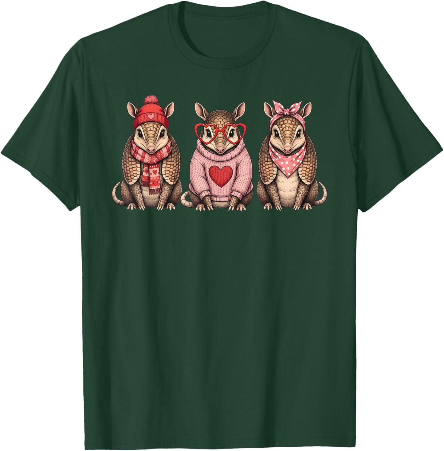 Retro Armadillo Cute Valentine T-Shirt - T-Shirt | Forest