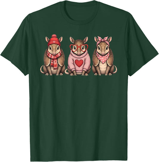 Retro Armadillo Cute Valentine T-Shirt - T-Shirt | Forest