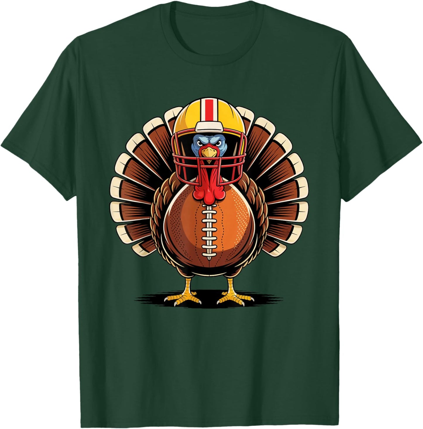 Football Turkey Fan Funny Thanksgiving Football Men Women T-Shirt - T-Shirt | Forest