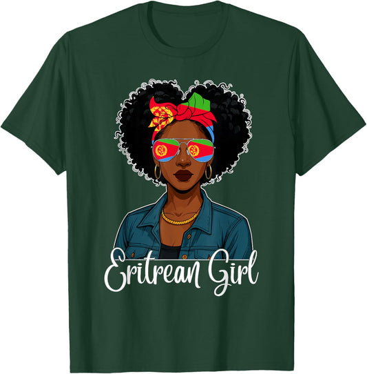 Eritrean Girl Black History Month Eritrea Flag Pride Girls T-Shirt - T-Shirt | Forest