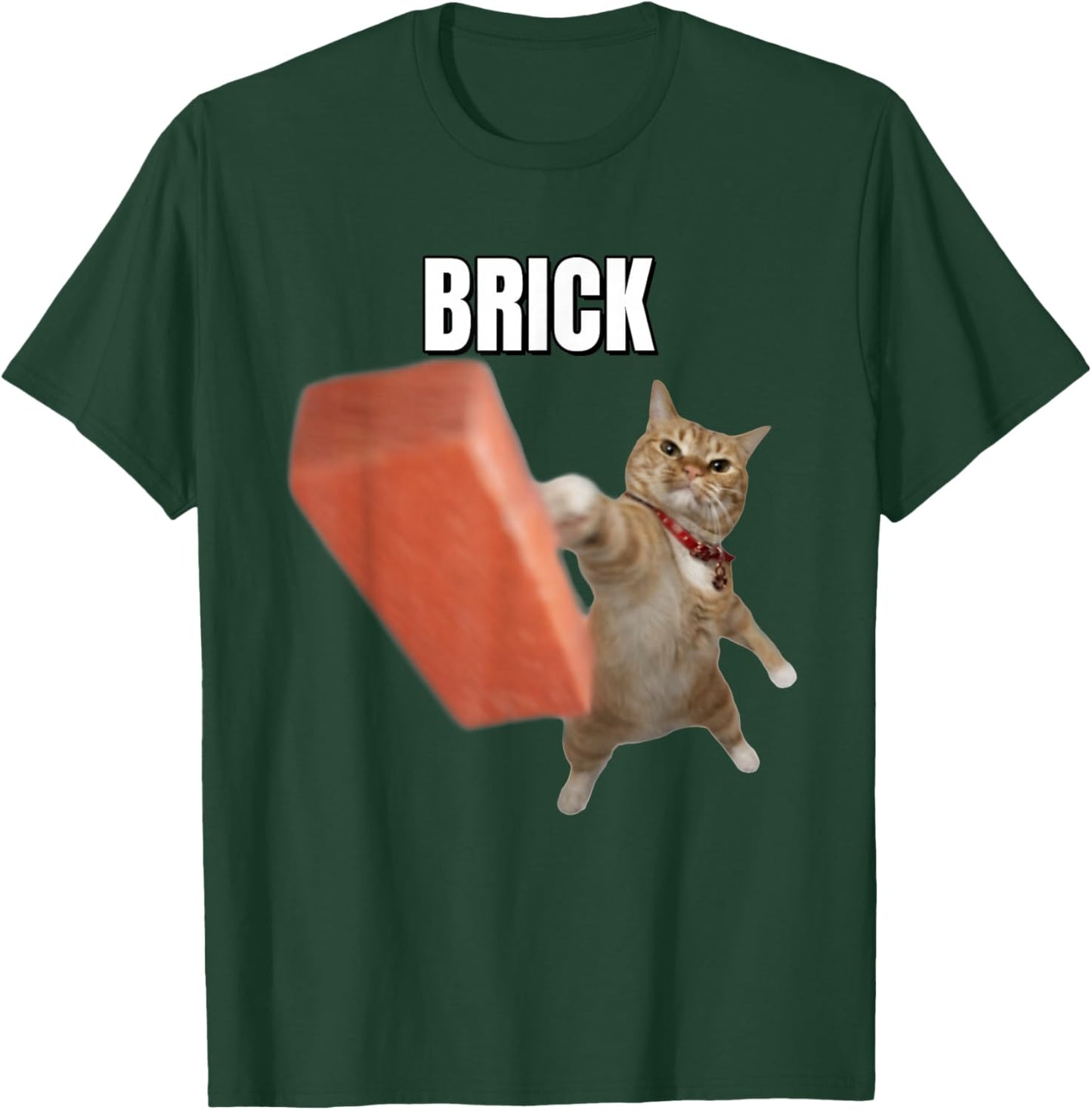 Funny Cat Throwing Brick Cats Meme Brainrot Humor T-Shirt - T-Shirt | Forest
