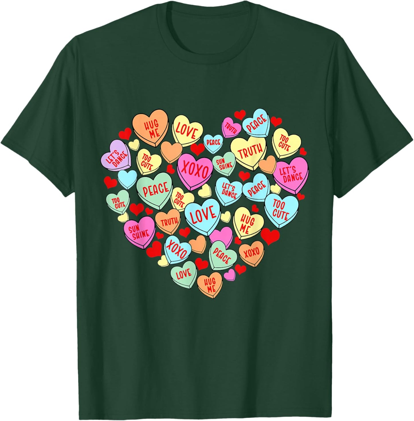 Valentines Day Heart Conversation Candy Sweetheart Kid Women T-Shirt - T-Shirt | Forest