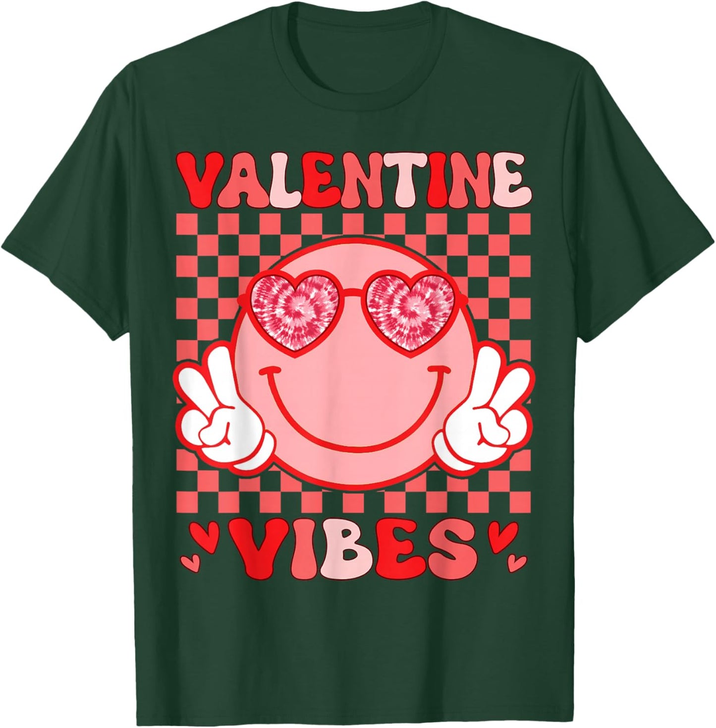 Valentine Vibes Hippie Valentines Day Shirts for Girls Women T-Shirt - T-Shirt | Forest