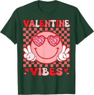 Valentine Vibes Hippie Valentines Day Shirts for Girls Women T-Shirt - T-Shirt | Forest
