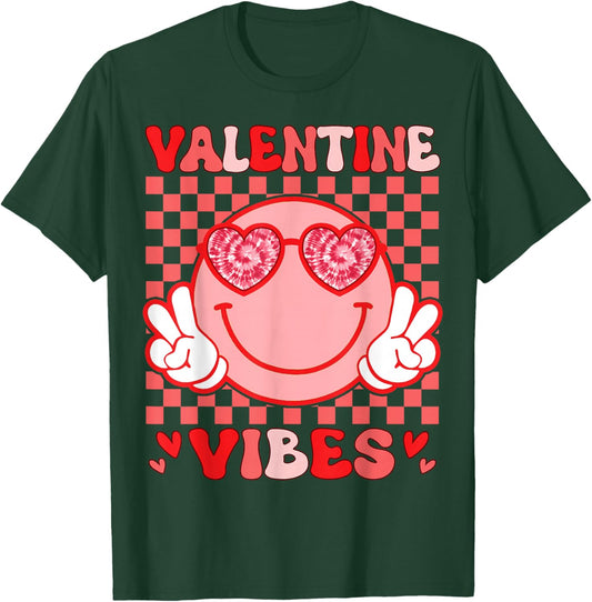 Valentine Vibes Hippie Valentines Day Shirts for Girls Women T-Shirt - T-Shirt | Forest