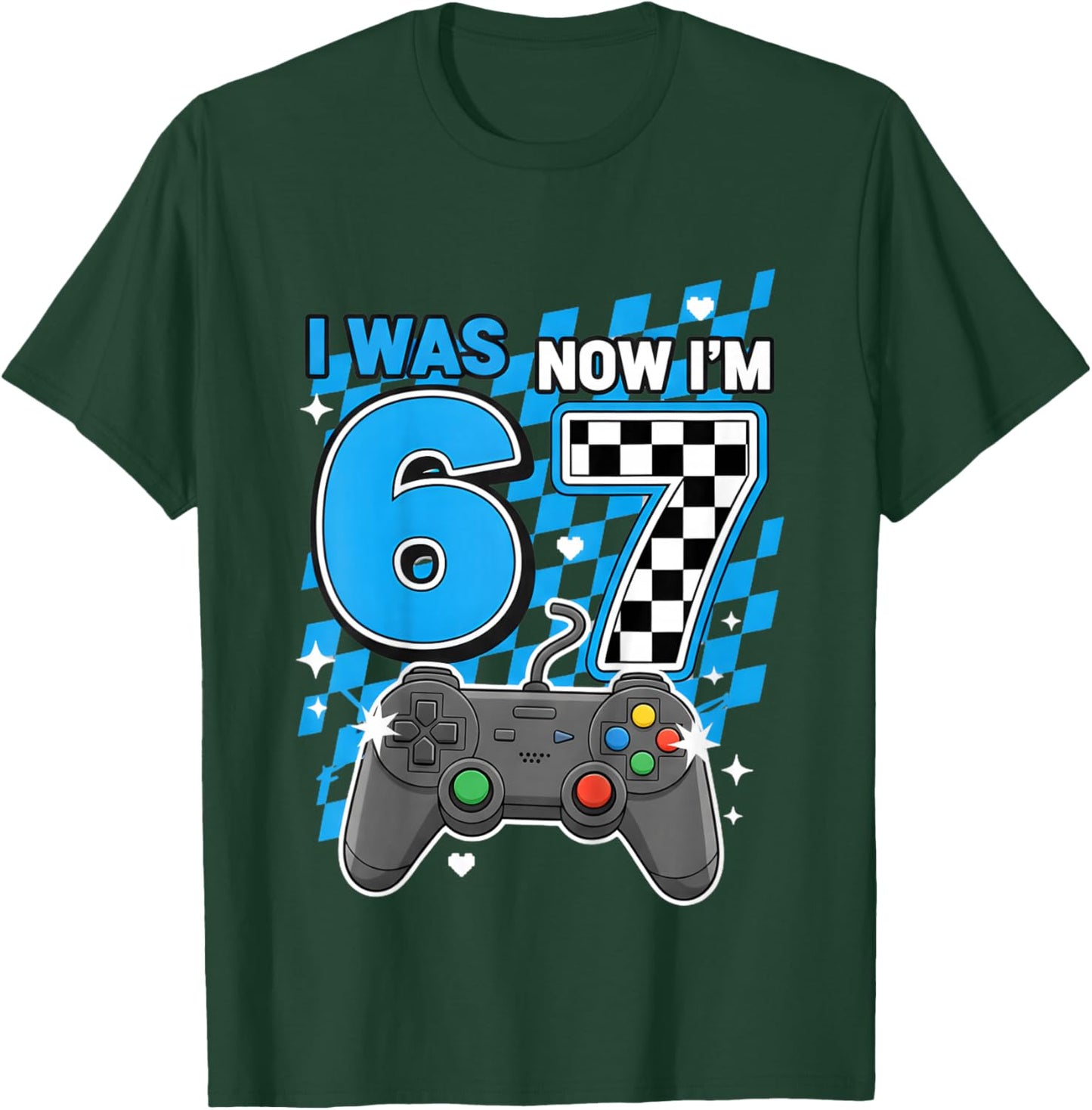 I was 6 Now Im 7 Game Controller 7th Birthday Boy Gamer T-Shirt - T-Shirt | Forest