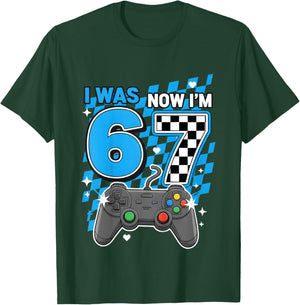 I was 6 Now Im 7 Game Controller 7th Birthday Boy Gamer T-Shirt - T-Shirt | Forest