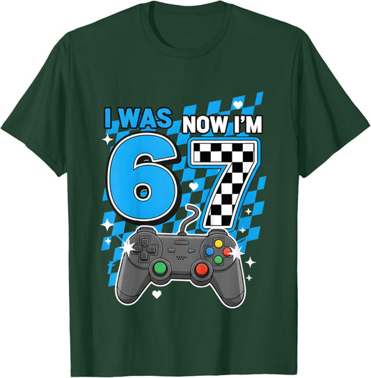 I was 6 Now Im 7 Game Controller 7th Birthday Boy Gamer T-Shirt - T-Shirt | Forest