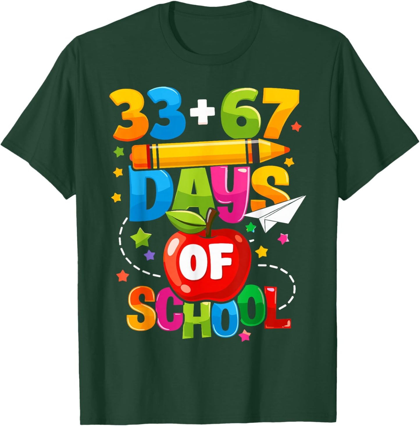 I Survived 67 33 Days of School for Teacher Kids 100th Days T-Shirt - T-Shirt | Forest