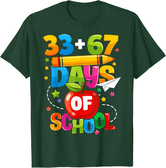 I Survived 67 33 Days of School for Teacher Kids 100th Days T-Shirt - T-Shirt | Forest