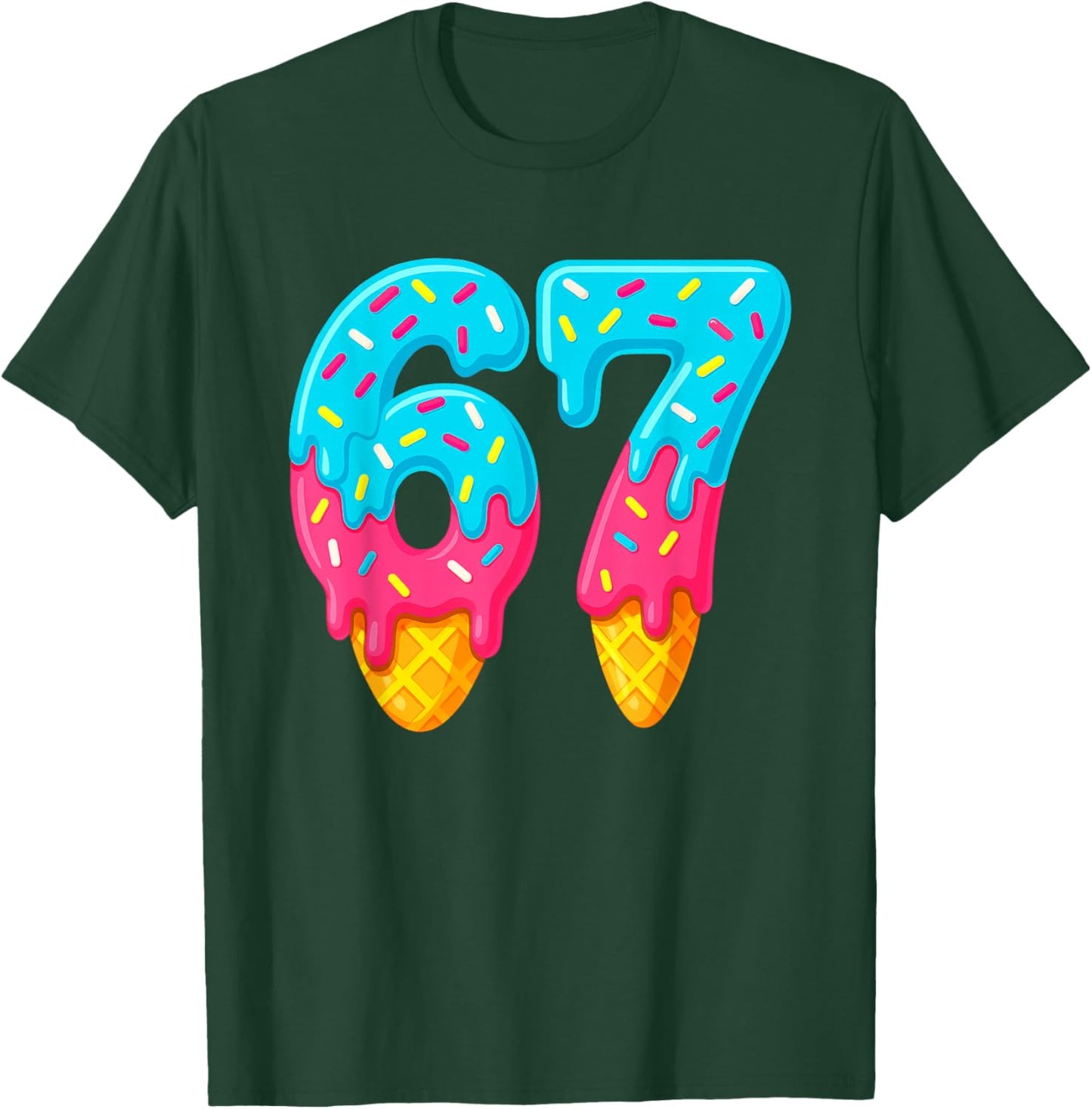 67 Ice Cream Drip Meme Funny Six Seven Gen Alpha Slang T-Shirt - T-Shirt | Forest