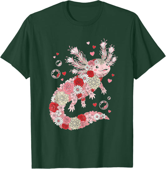 Love Axolotl Valentine Cute Axolotls Lover Valentines Day T-Shirt - T-Shirt | Forest