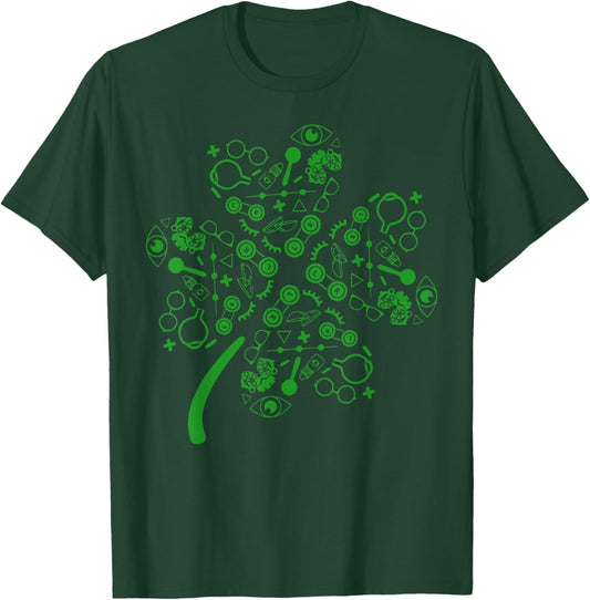Optometry Symbols Shamrock Optometrist St Patrick's Day T-Shirt - T-Shirt | Forest