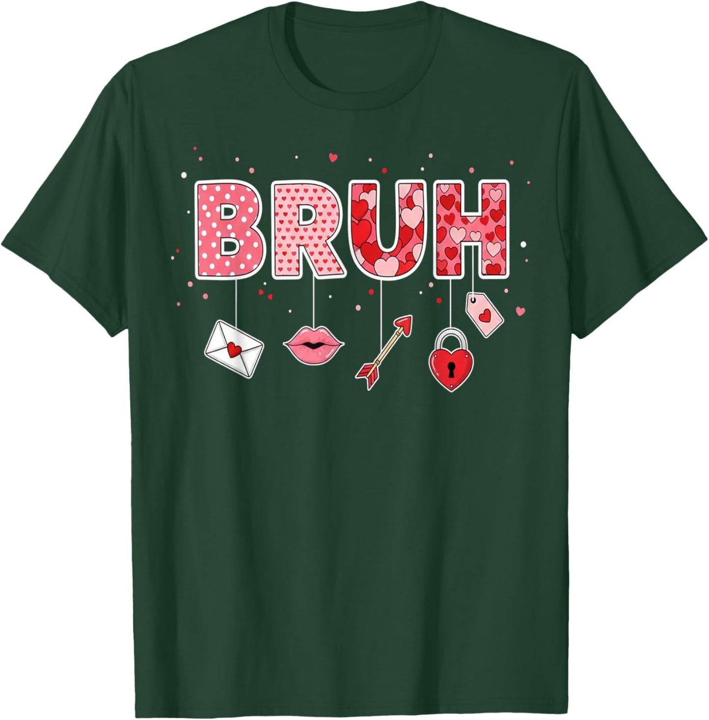 Happy Valentines Bruh Valentine Boys Hearts Kids Men T-Shirt - T-Shirt | Forest