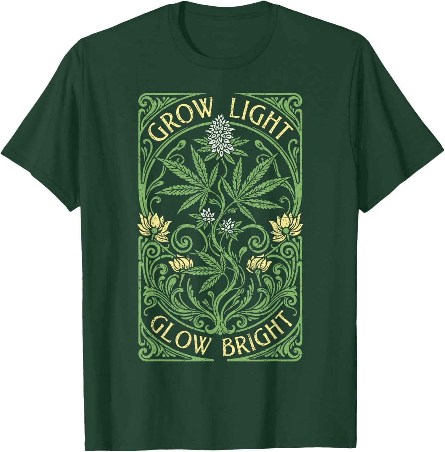 Boho Weed Grow Light Glow Bright Vintage Marijuana Stoner T-Shirt - T-Shirt | Forest