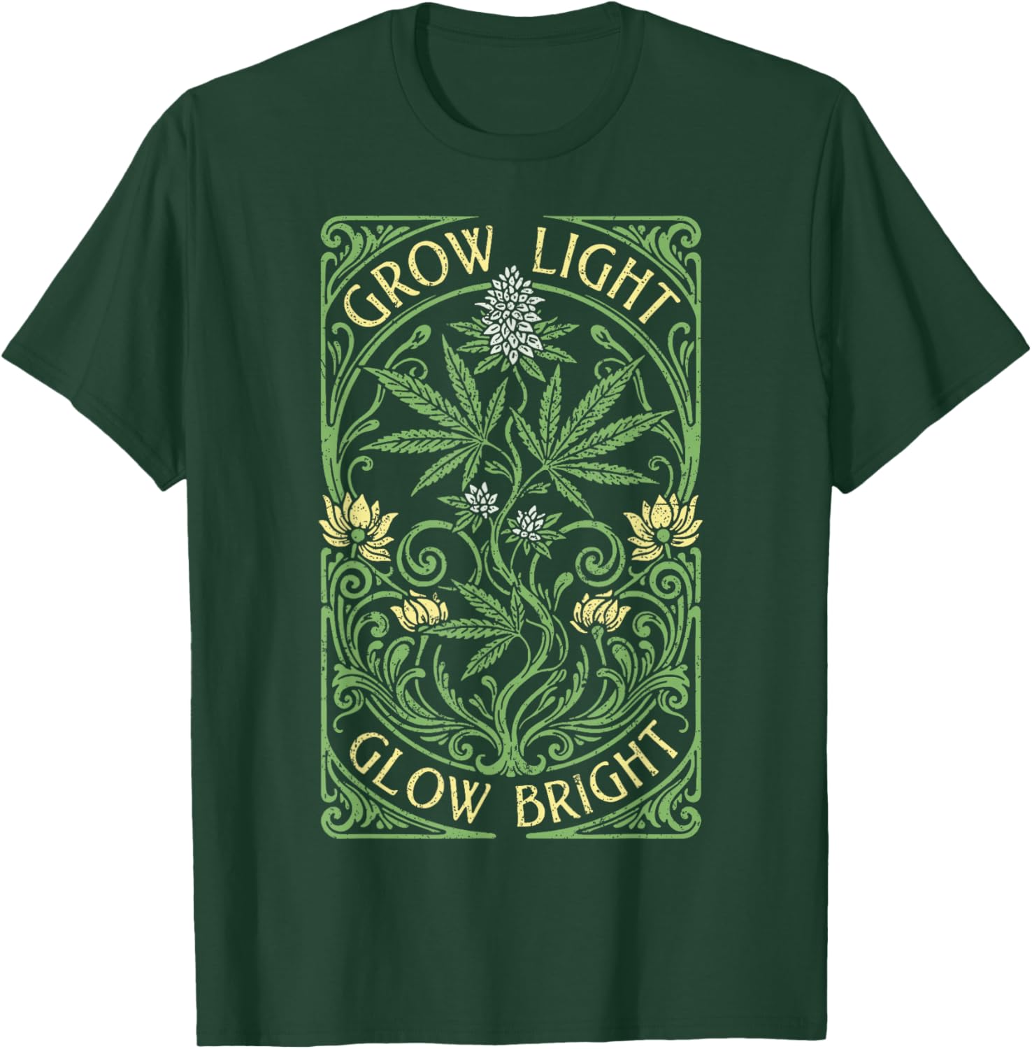 Boho Weed Grow Light Glow Bright Vintage Marijuana Stoner T-Shirt - T-Shirt | Forest