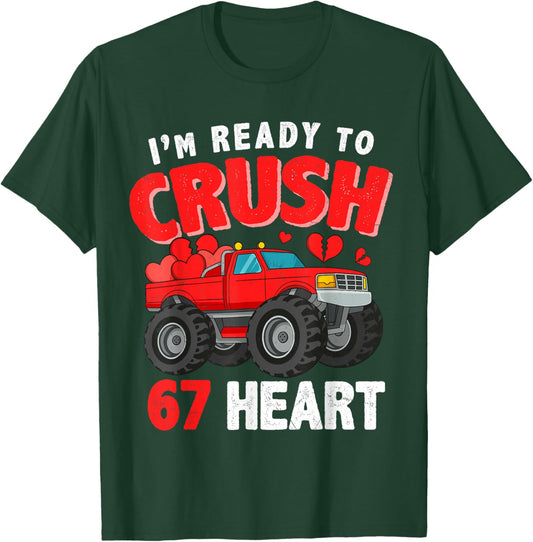 I Crush 67 Hearts for Boys Kids Boyfriend Toddlers Valentine T-Shirt - T-Shirt | Forest
