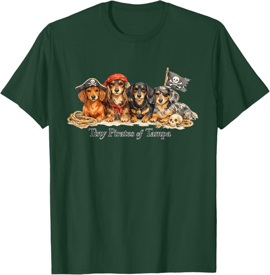 Tiny Pirates of Tampa Dogs Celebrate Gasparilla Dachshund T-Shirt - T-Shirt | Forest