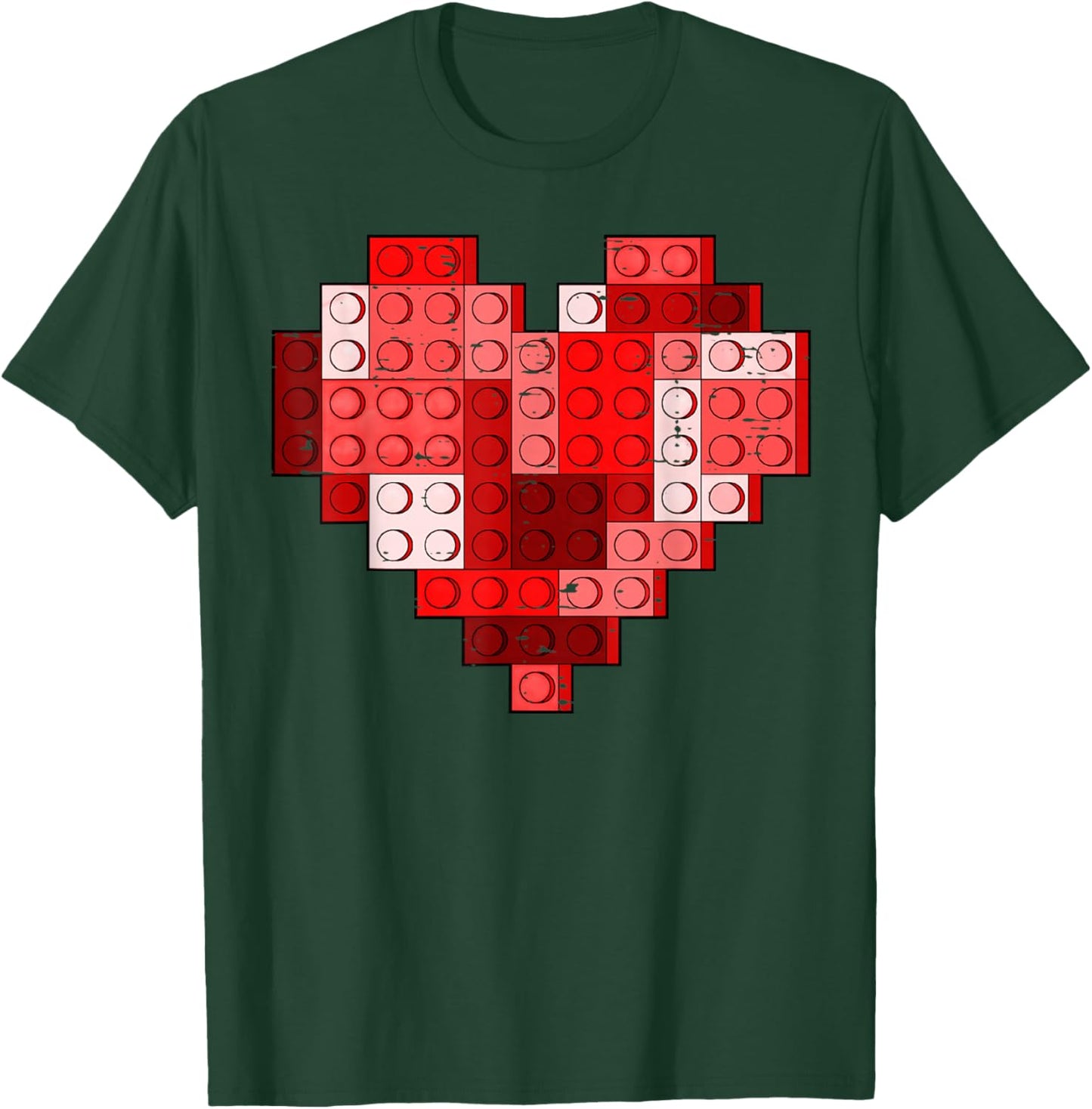 Valentines Day Heart Building Blocks Bricks Boys Kid Toddler T-Shirt - T-Shirt | Forest