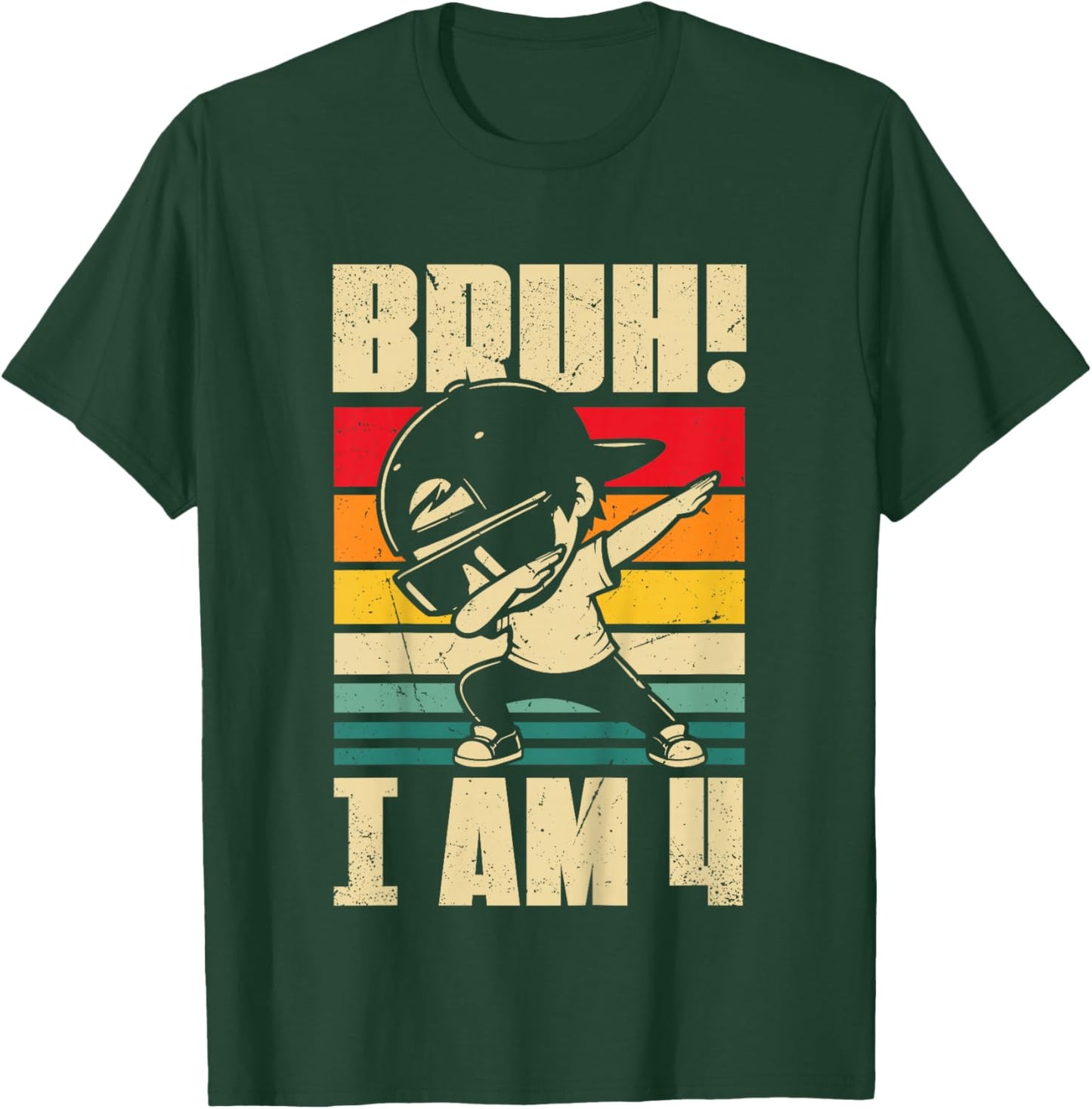 Bruh I Am 4 Year Old Dabbing Boy 4th Birthday Decorations T-Shirt - T-Shirt | Forest