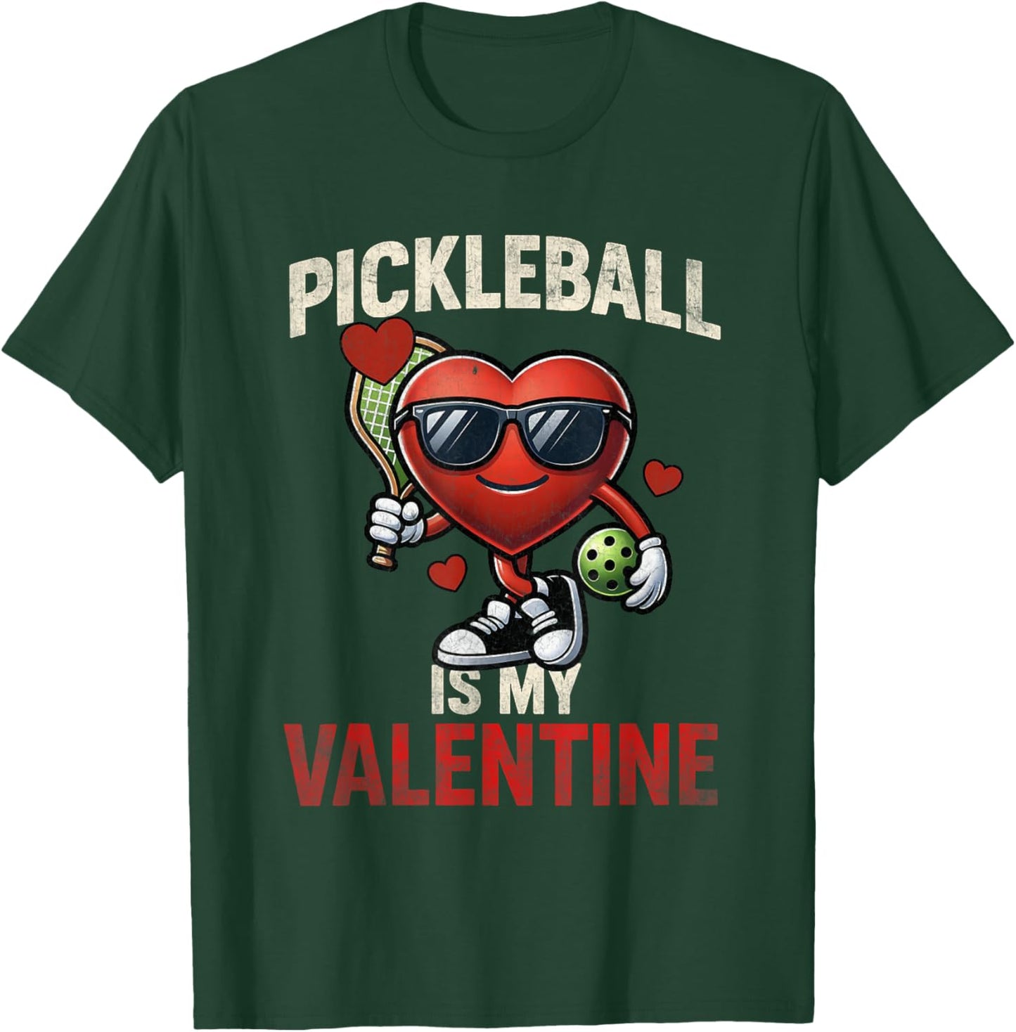 Pickleball is My Valentine Heart Funny Valentines Day T-Shirt - T-Shirt | Forest
