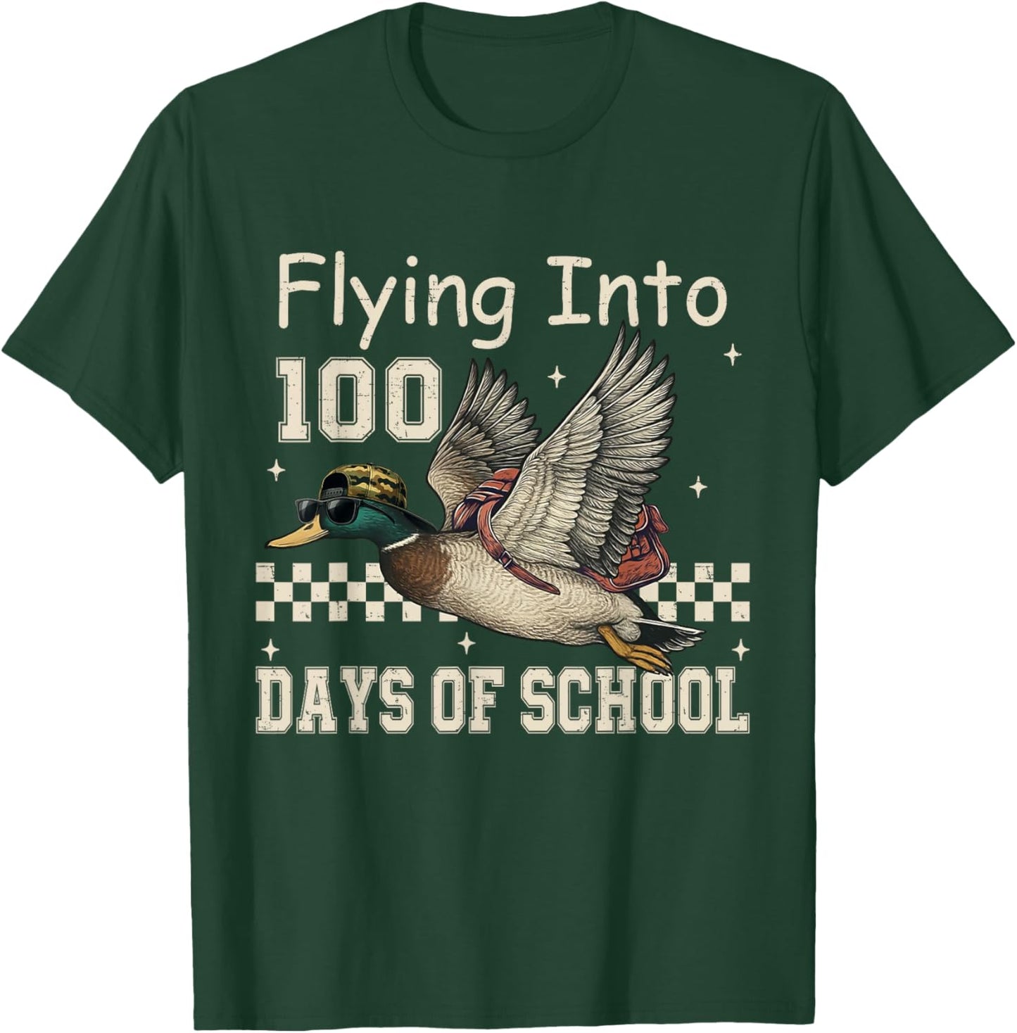 Flying Into 100 Days of School Camo Duck Hunting T-Shirt - T-Shirt | Forest