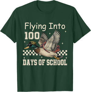 Flying Into 100 Days of School Camo Duck Hunting T-Shirt - T-Shirt | Forest