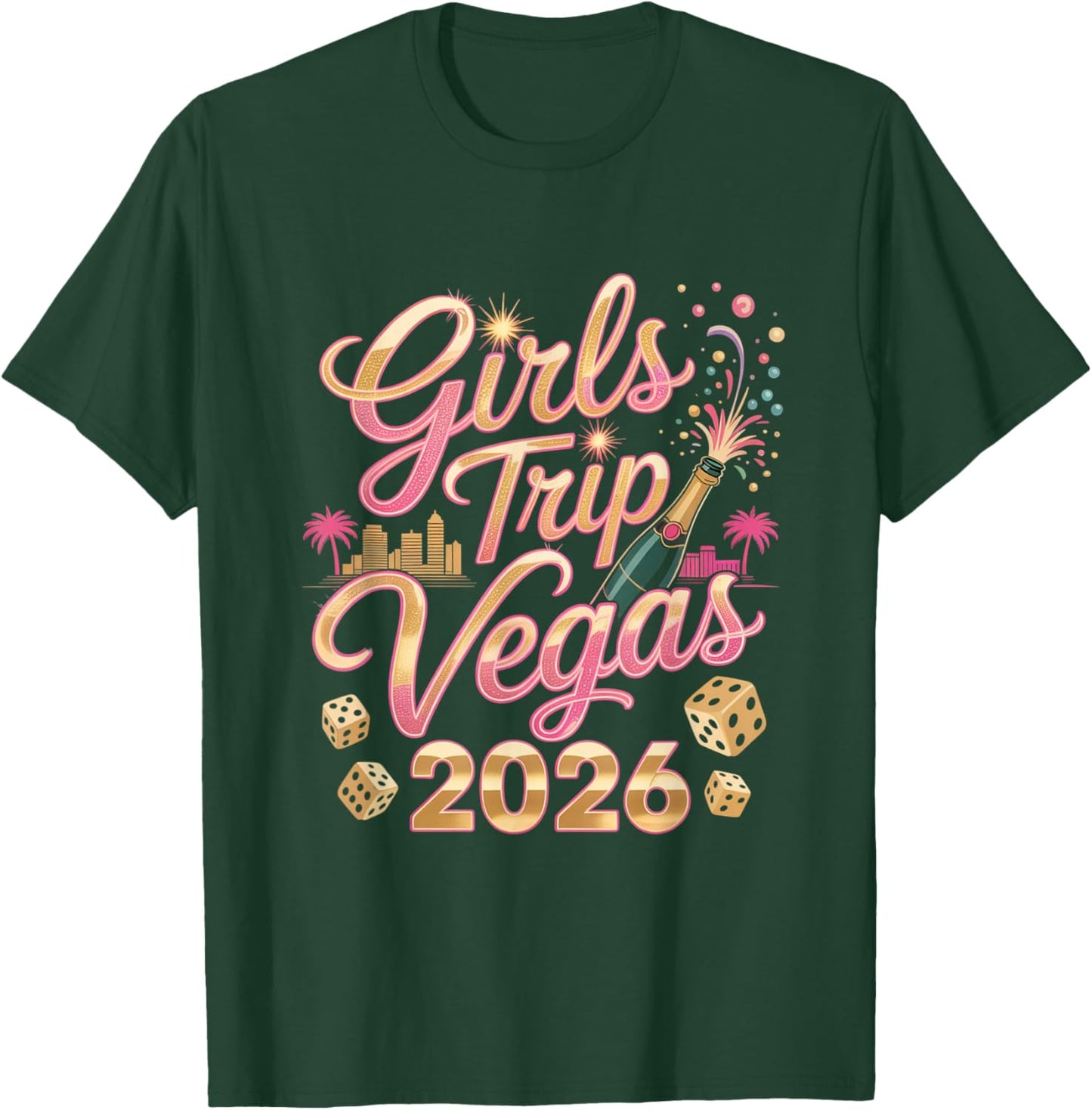 Girls Trip Vegas 2026 Confetti Party Crew T-Shirt - T-Shirt | Forest