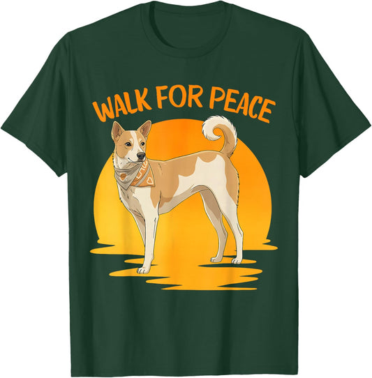 Walk for Peace with Aloka Dog Minimalist Zen Art Retro T-Shirt - T-Shirt | Forest