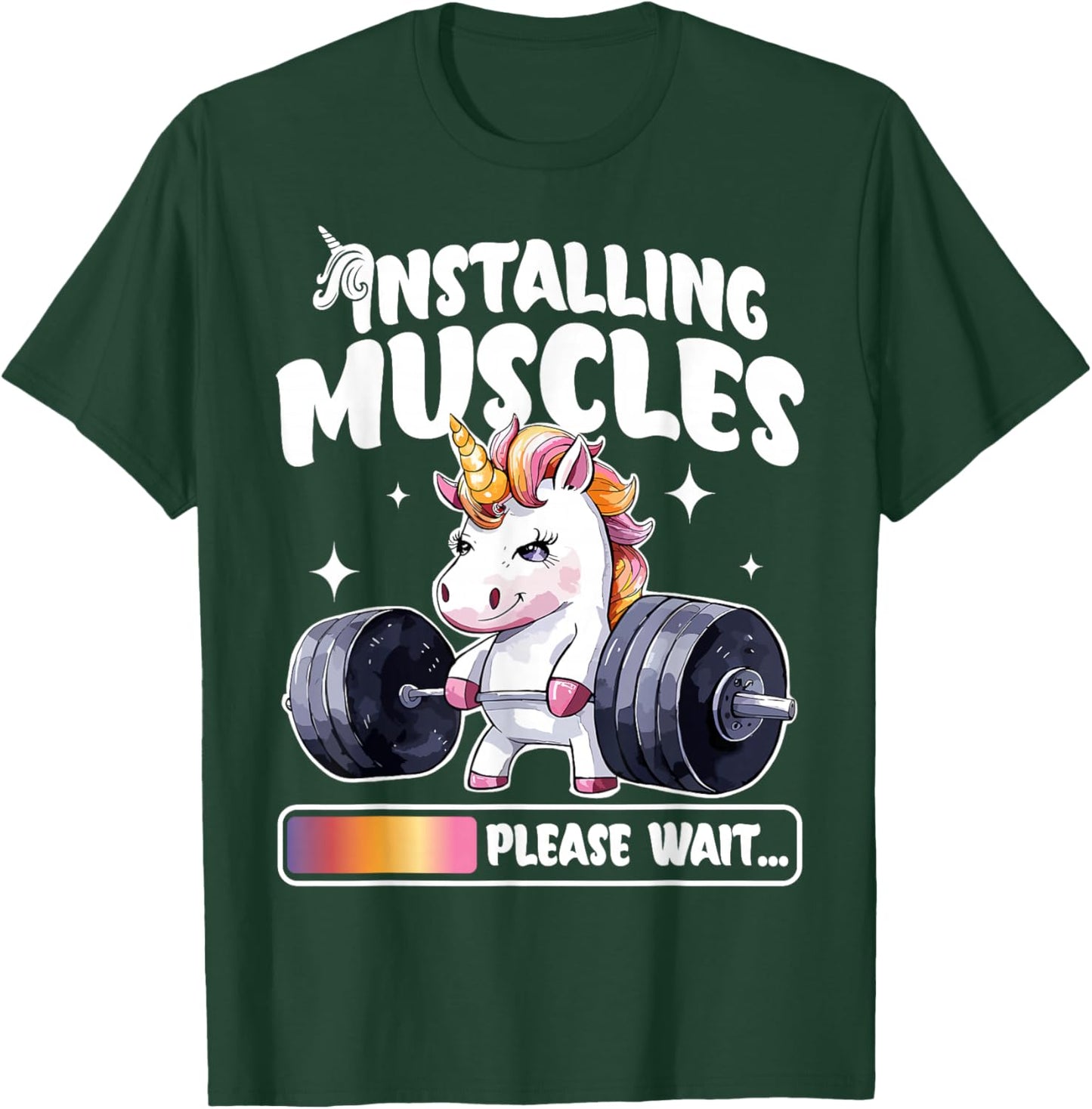 Funny Cute Unicorn Workout Gym Fitness Weightlifting T-Shirt - T-Shirt | Forest