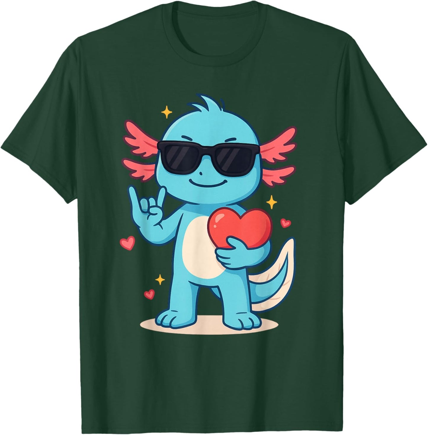 Cute Axolotl Valentines Day Love Funny Axolotl Boys Kids T-Shirt - T-Shirt | Forest