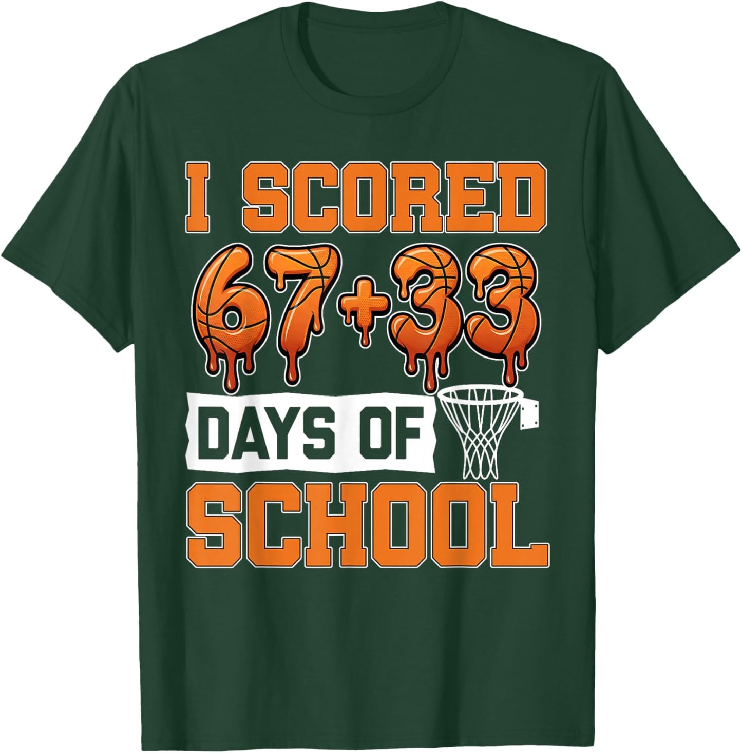 100 Days of School Basketball Drip 100th Day of School Boys T-Shirt - T-Shirt | Forest