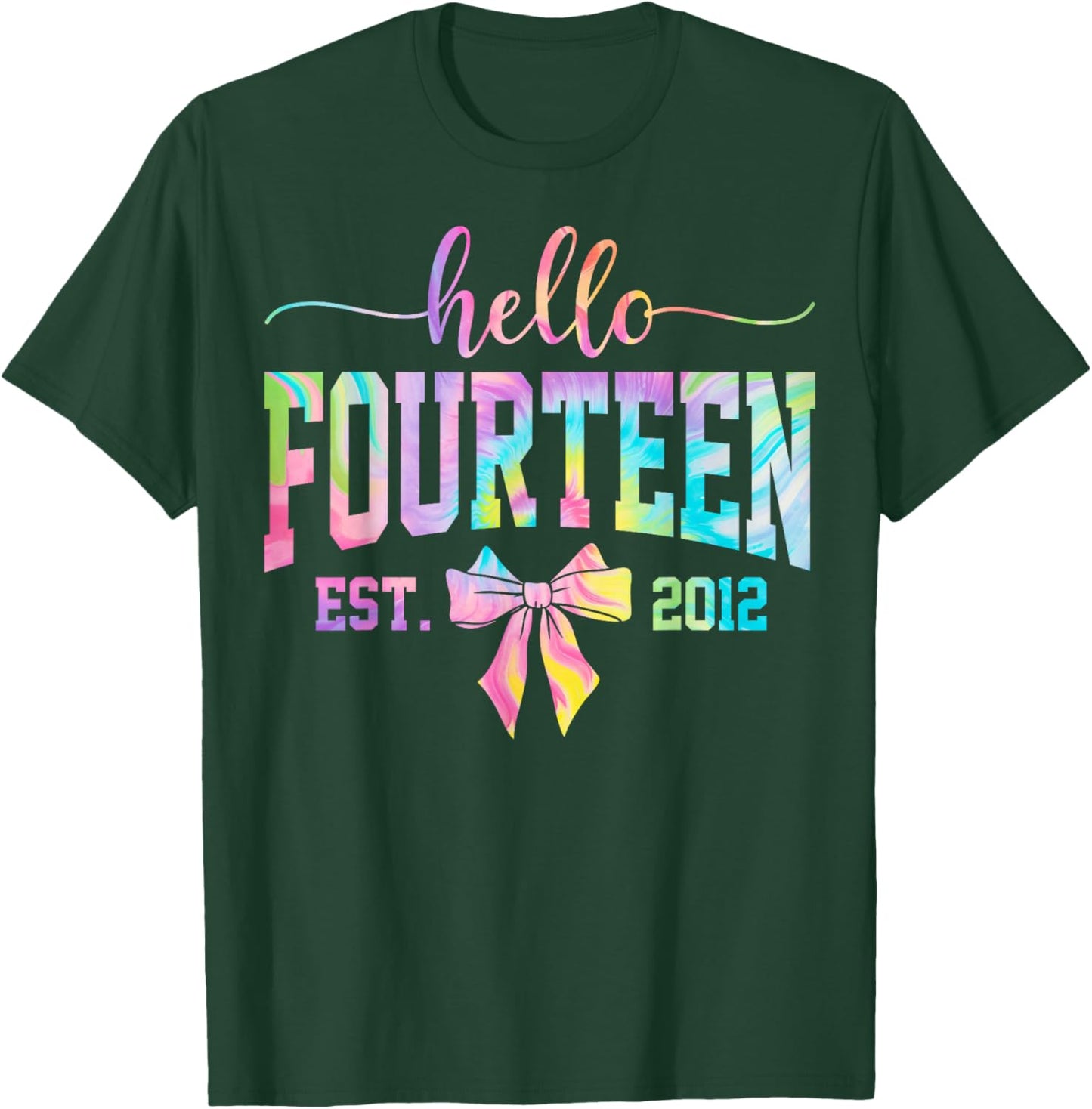 Hello Fourteen EST 2012 14th Birthday Coquette 14 Year Girl T-Shirt - T-Shirt | Forest