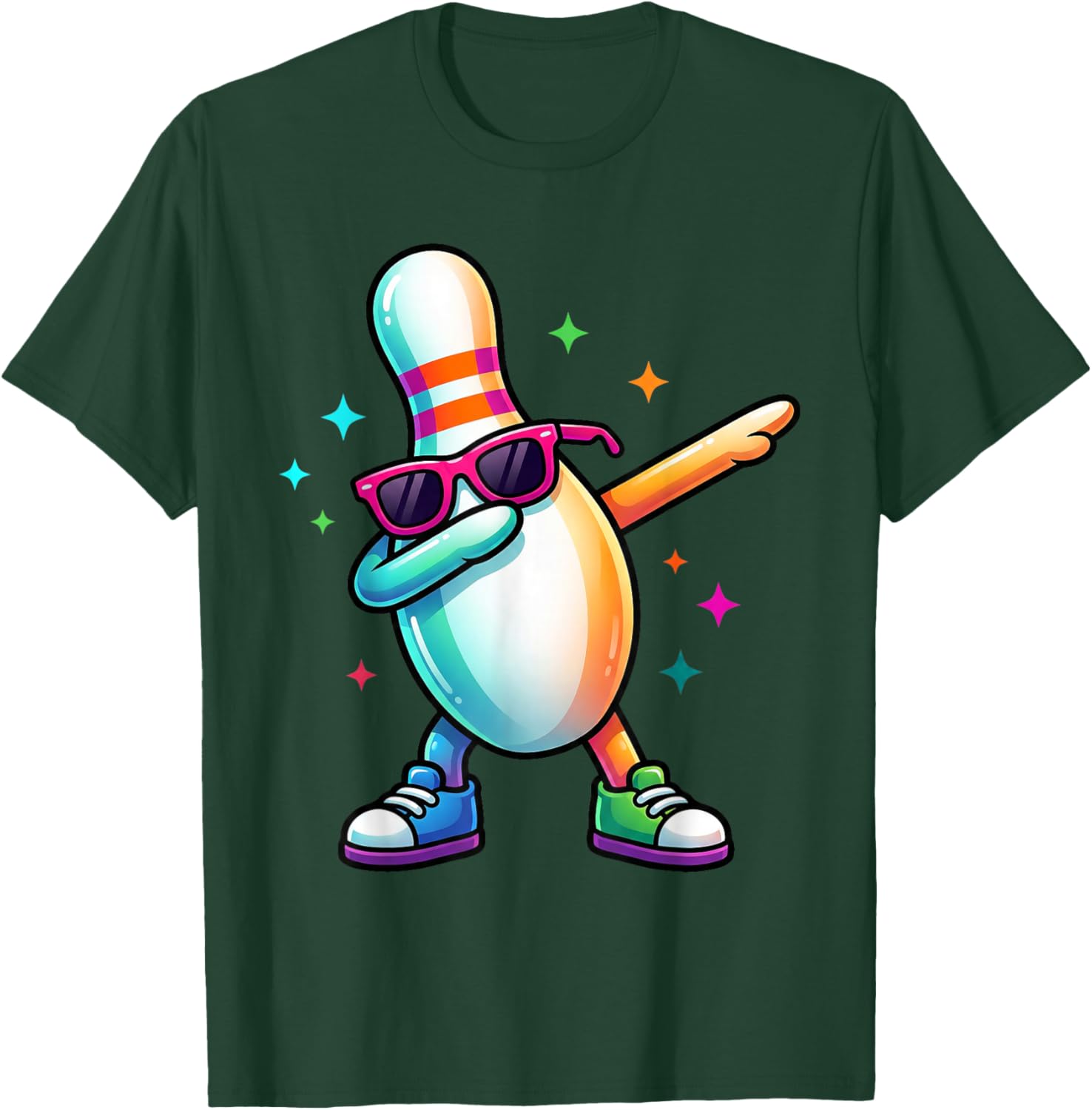 Bowling Pin Dabbing Funny Bowling Shirts for Kids Boys Youth T-Shirt - T-Shirt | Forest