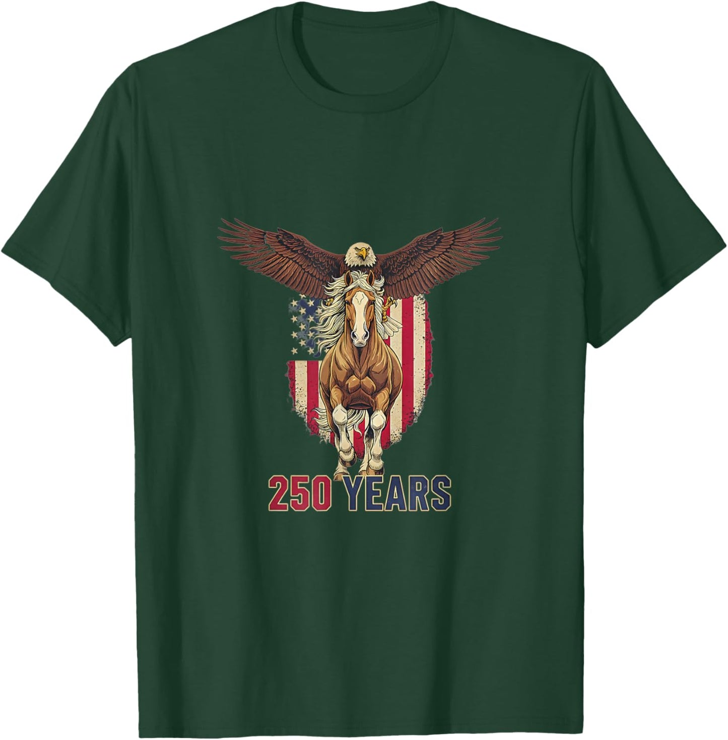 USA 250th Anniversary Bald Eagle & Clydesdale T-Shirt - T-Shirt | Forest