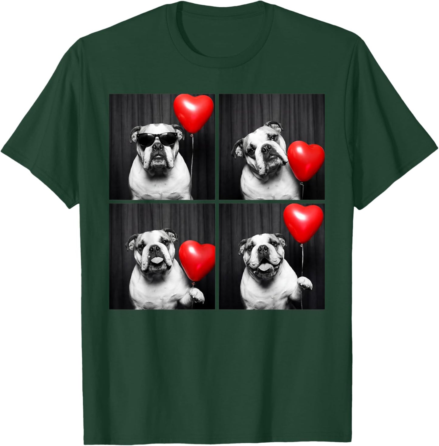 English Bulldog Photobooth Dog Lover Valentines Design T-Shirt - T-Shirt | Forest