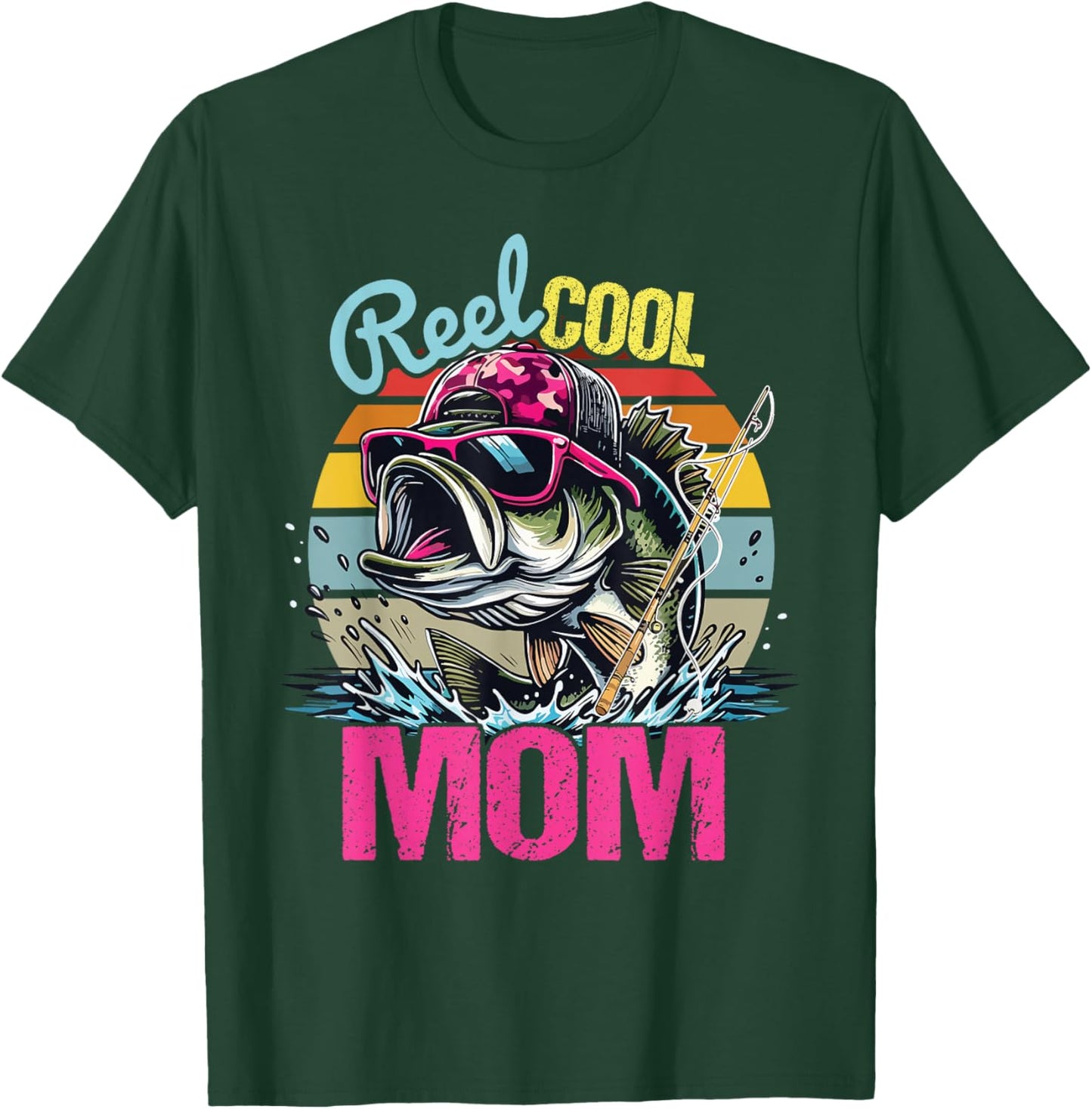 Vintage Reel Cool Mom Fishing Mom Mother's Day T-Shirt - T-Shirt | Forest