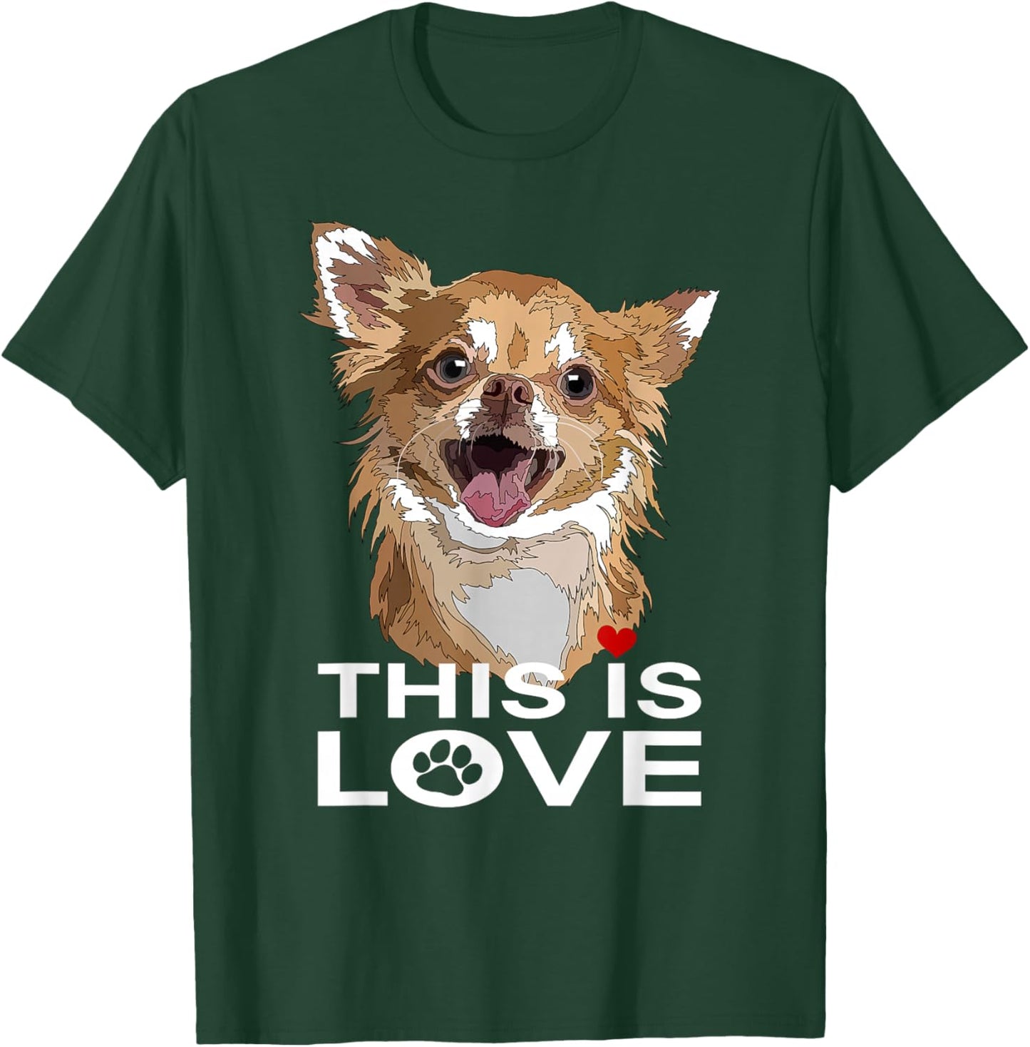 This is Love Chihuahua Long Hair Chiwawa Dog Lover Mom Dad T-Shirt - T-Shirt | Forest