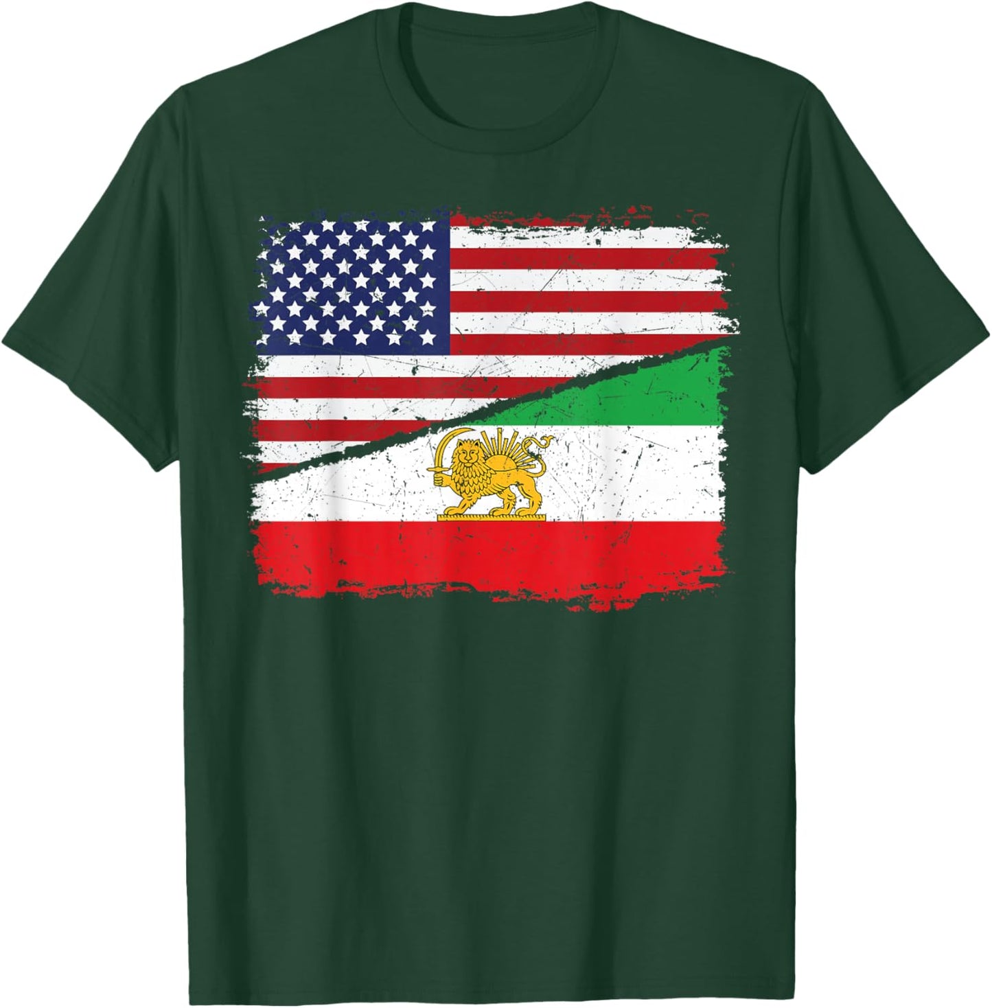 Half American Half Iranian US Flag Iran Flag Patriotic T-Shirt - T-Shirt | Forest