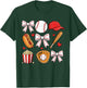 Cute Baseball Bow Girls Baseball Mom Mama Game Day T-Shirt - T-Shirt | Forest
