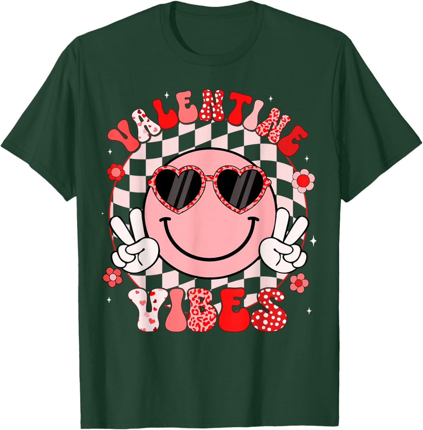 Groovy Valentine Vibes Valentines Day Shirts Women Girl Kids T-Shirt - T-Shirt | Forest
