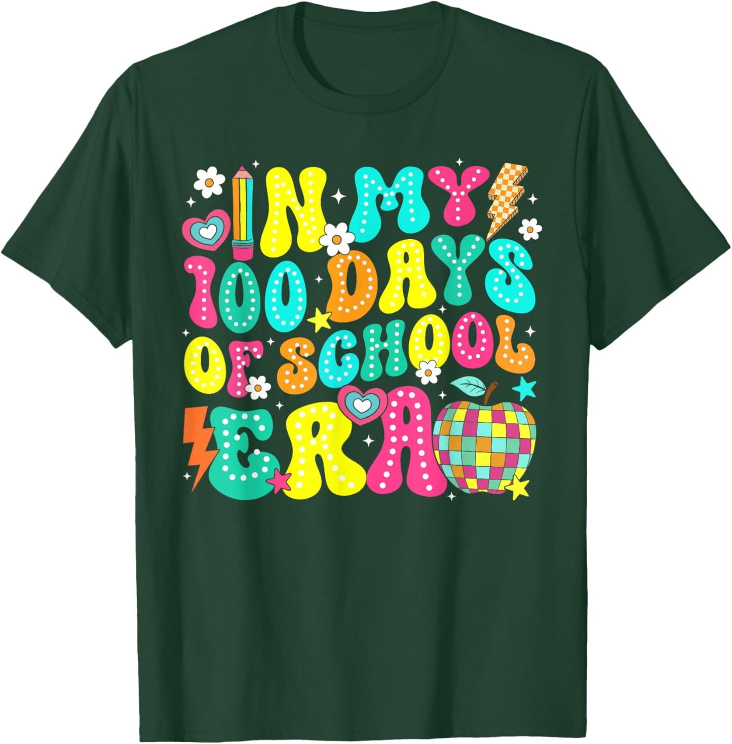 in My 100 Days of School Era Retro 100th Day of School T-Shirt - T-Shirt | Forest