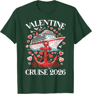 Cute Valentine Cruise 2026 Matching Couple Holiday T-Shirt - T-Shirt | Forest