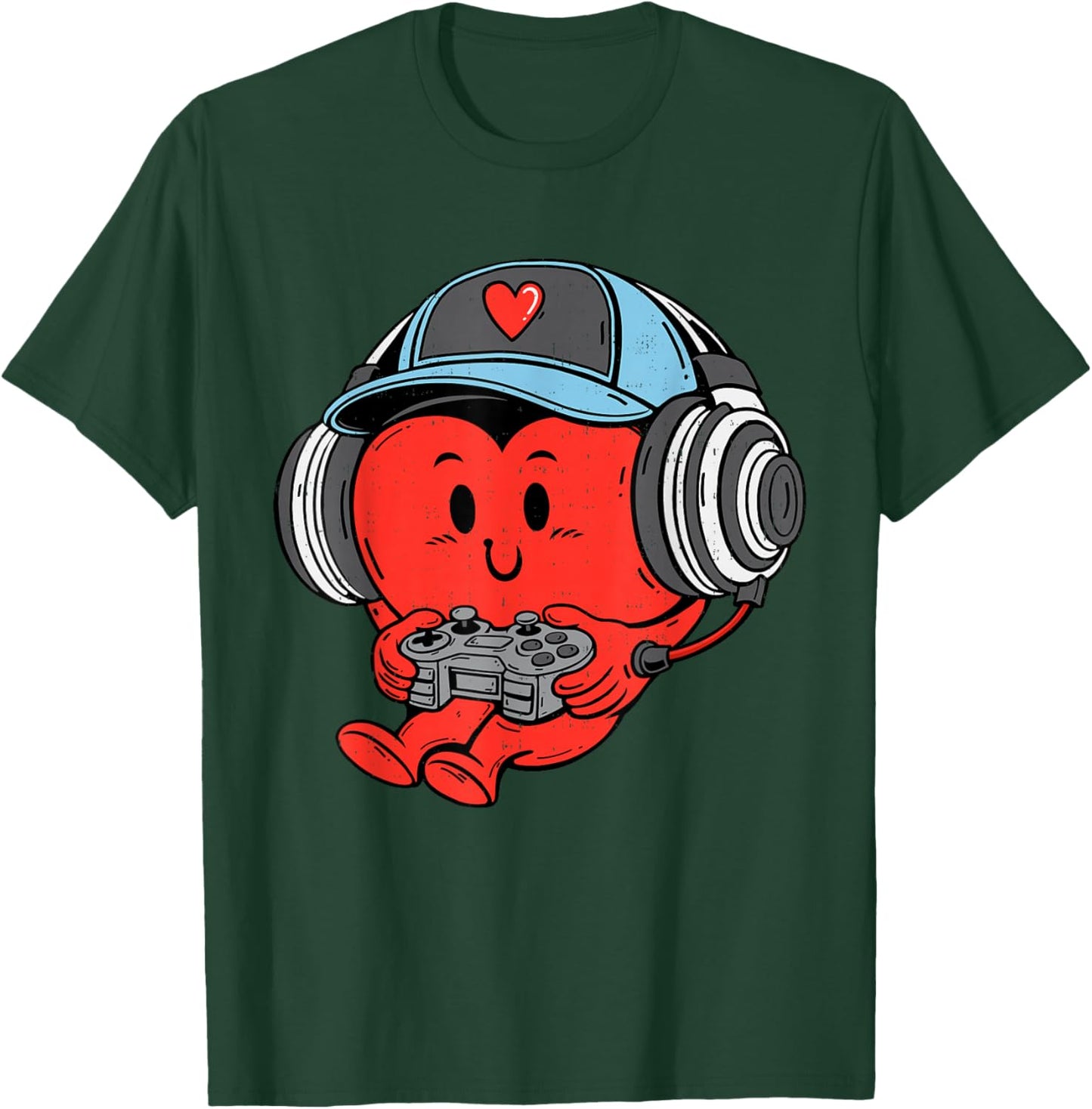 Video Game Gamer Heart Valentines Day Gaming Boys Teen Youth T-Shirt - T-Shirt | Forest